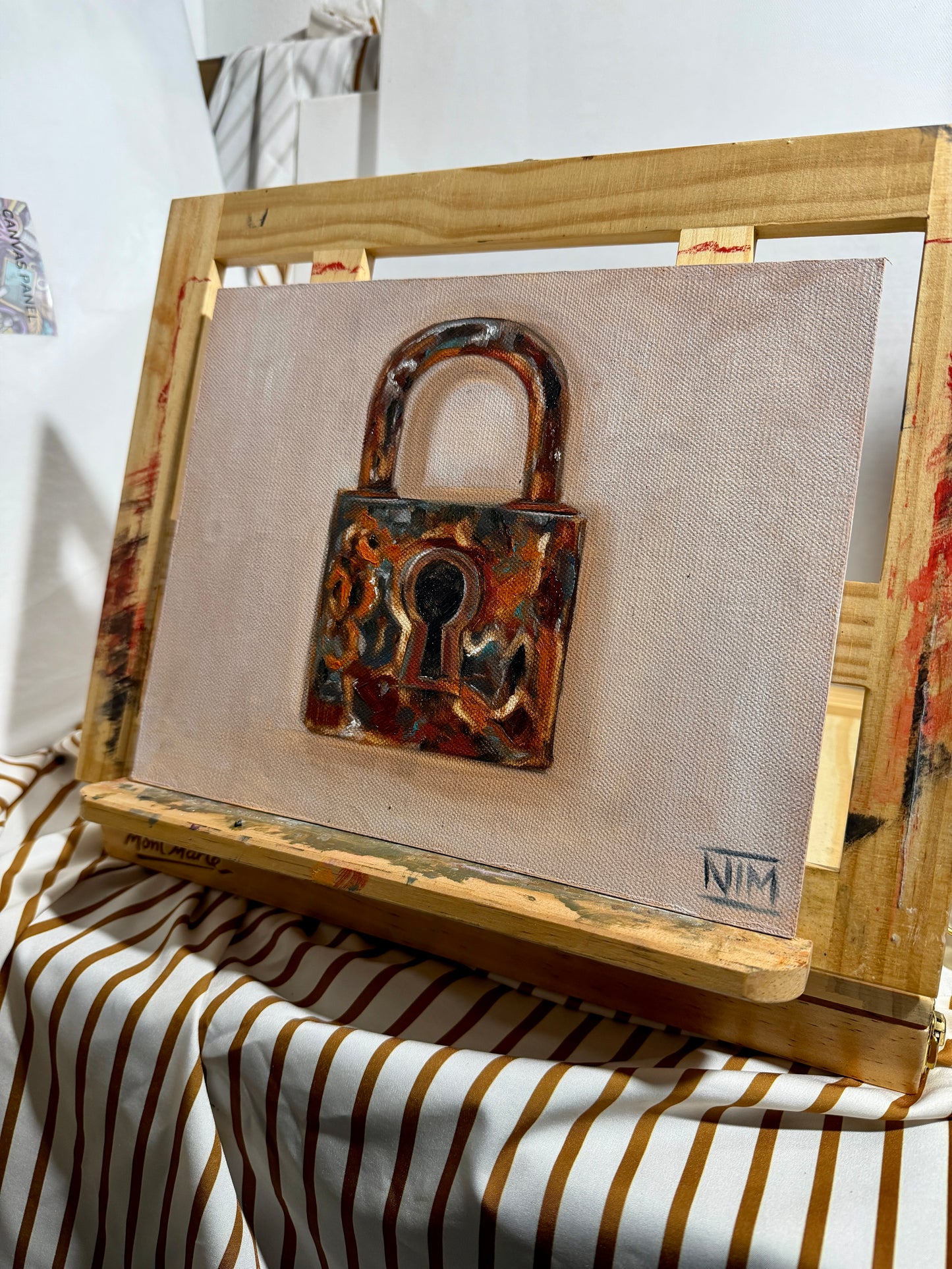 Rustic Lock Original Oil Painting Artwork For Sale