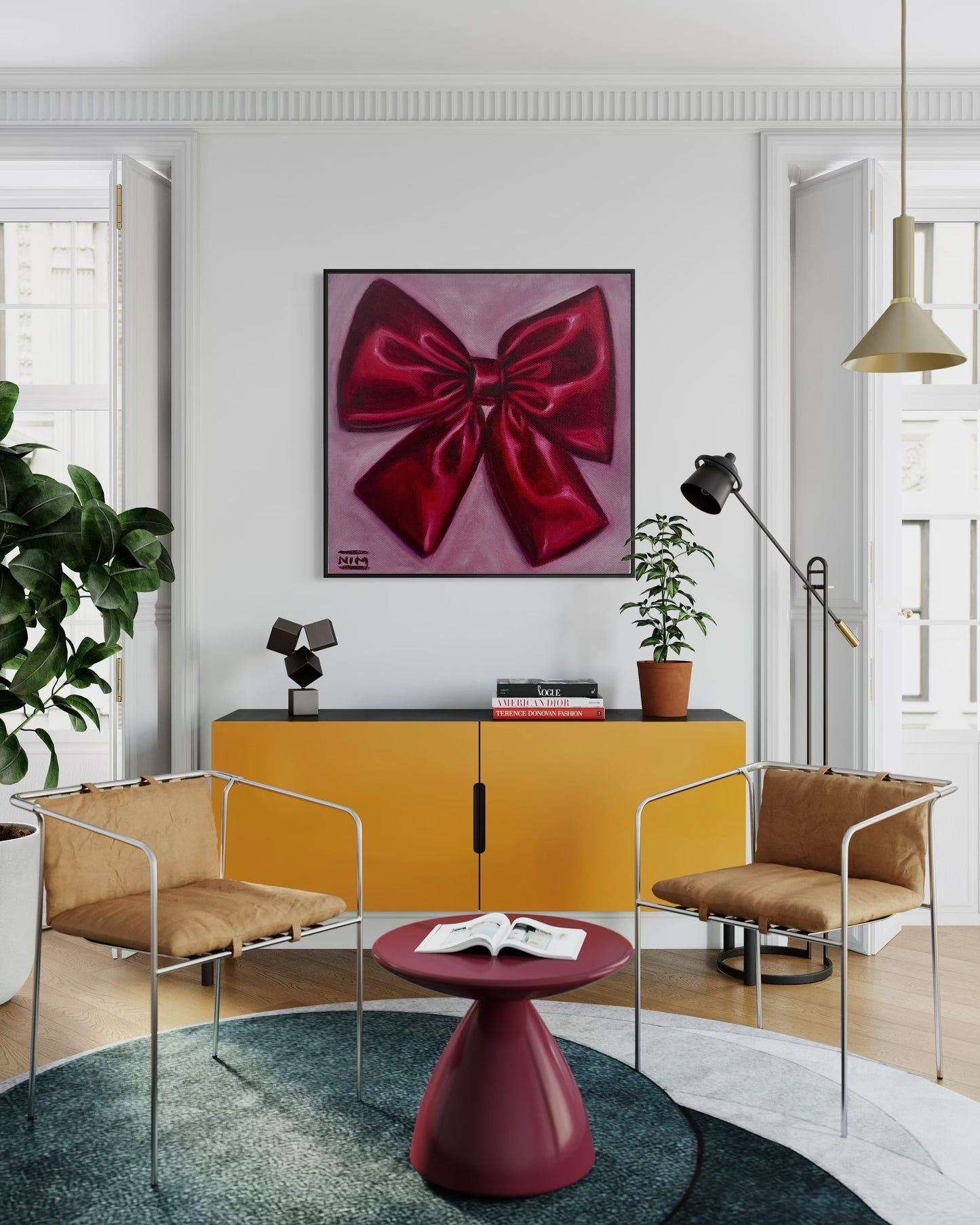 Red Bow Tie Original Oil Painting Artwork For Sale