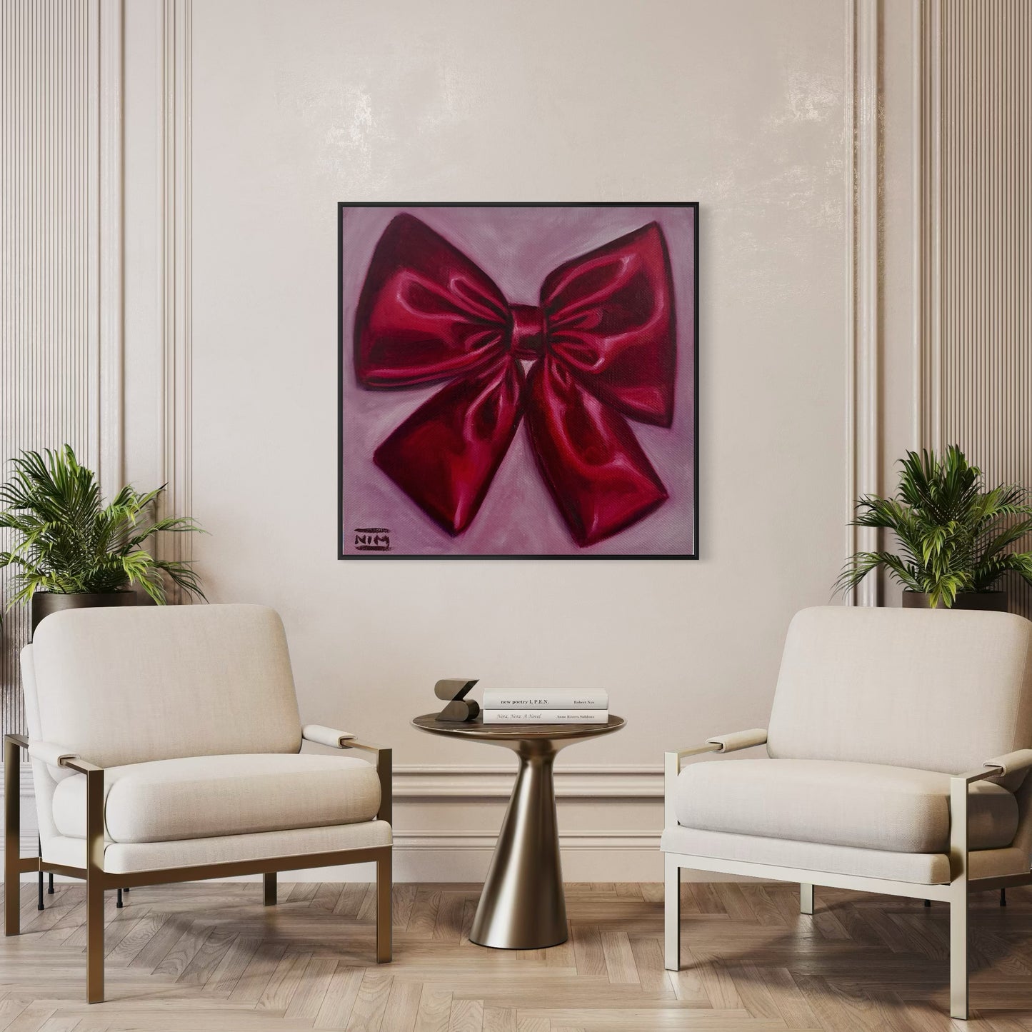 Red Bow Tie Original Oil Painting Artwork For Sale