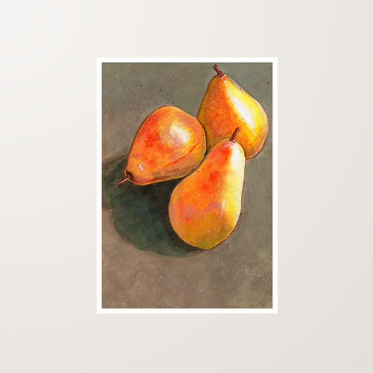 Pears Gouache Still Life Painting Artwork Art Print For Sale