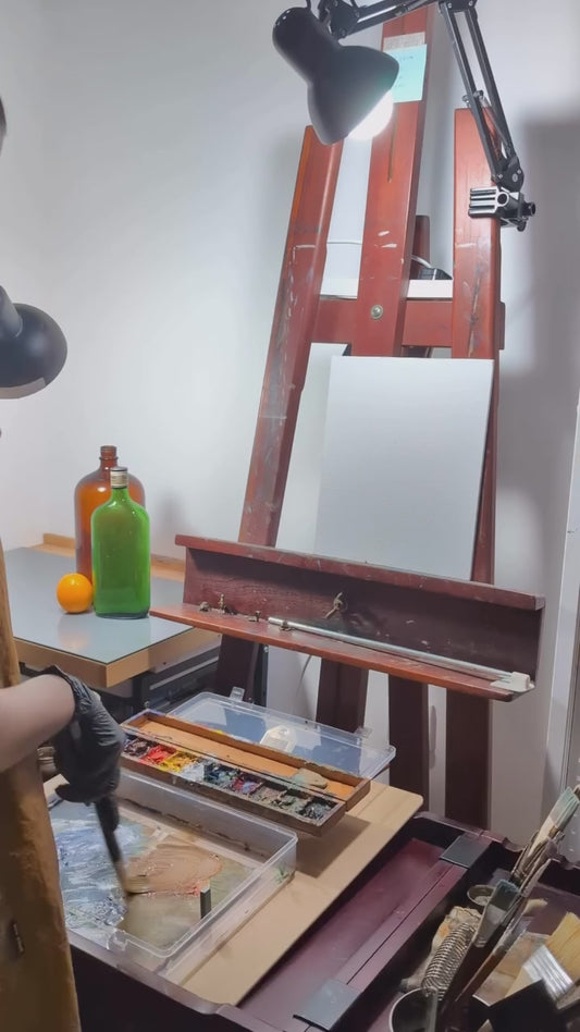 Two Bottles & Orange Original Oil Painting Artwork For Sale