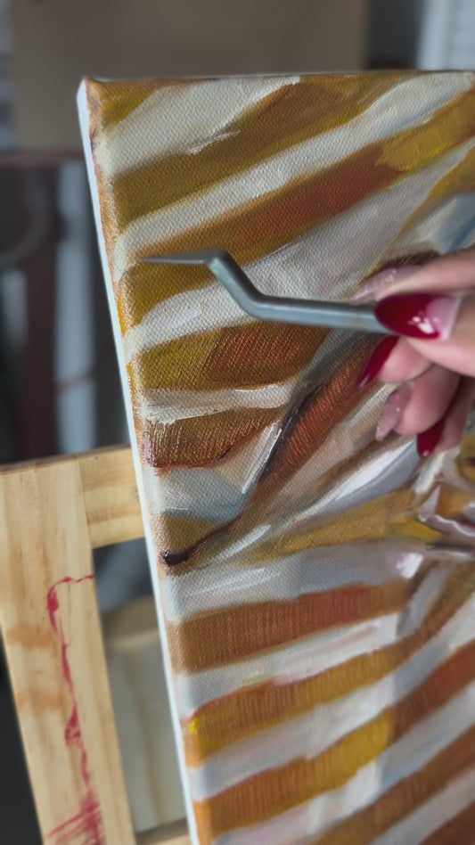 Yellow Striped Cloth Original Oil Painting Artwork For Sale