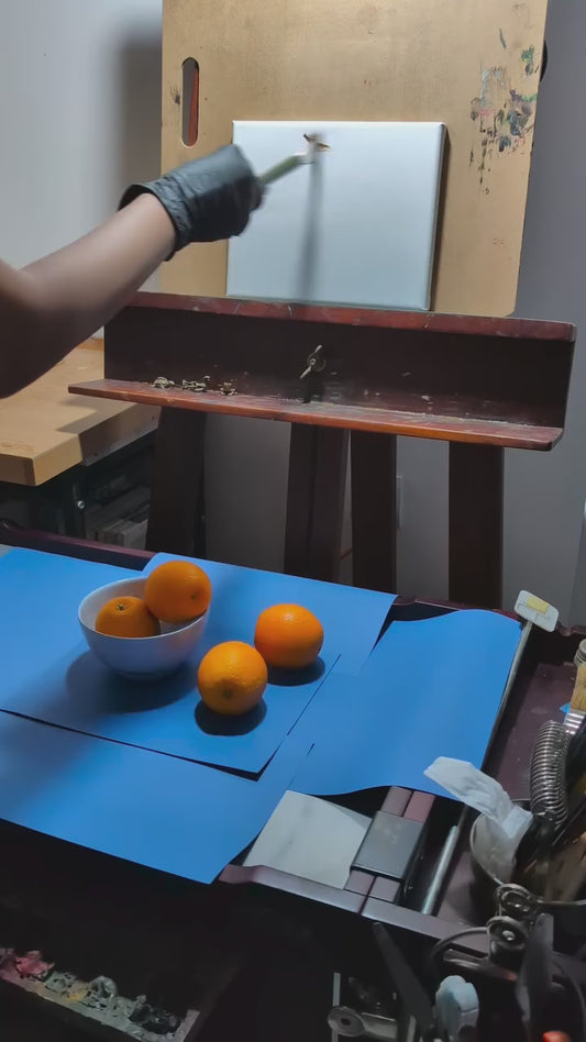 Blue and Oranges Original Oil Painting Artwork For Sale